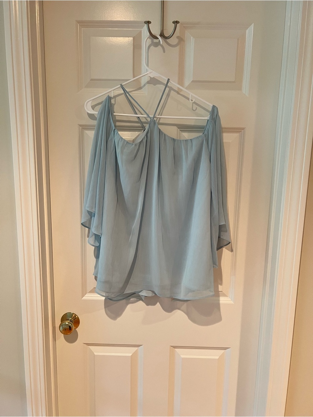 Lovers + Friends Pale Blue Cold-Shoulder Chiffon Camisole